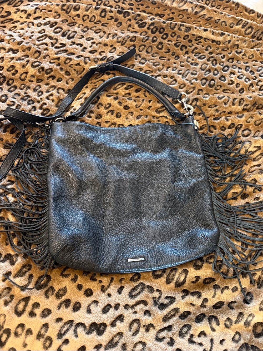Rebecca minkoff Black Leather Fringe Shoulder Bag for Women